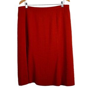 Red Skirt 18W Womens Flare Workwear Side Zipper Button Lined Polyester Blend